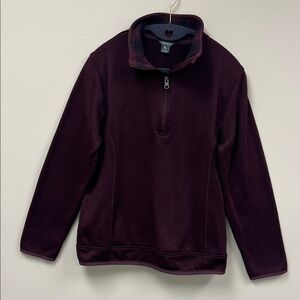 Eddie Bauer Burgundy Maroon 1/4 Zip Pullover Sweater Knit Fleece Mock Neck Top L